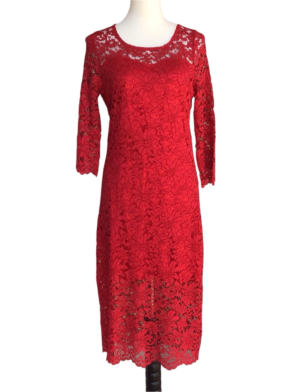 Marina Gigli Red Lace Dress